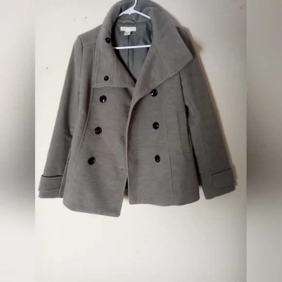 H&M Women's Gray Double-Breasted Coat SIZE 10 - Picture 5 of 7